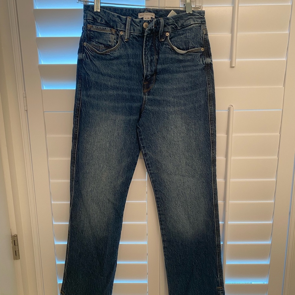 Good American women’s straight jeans, size 6, 28 like new